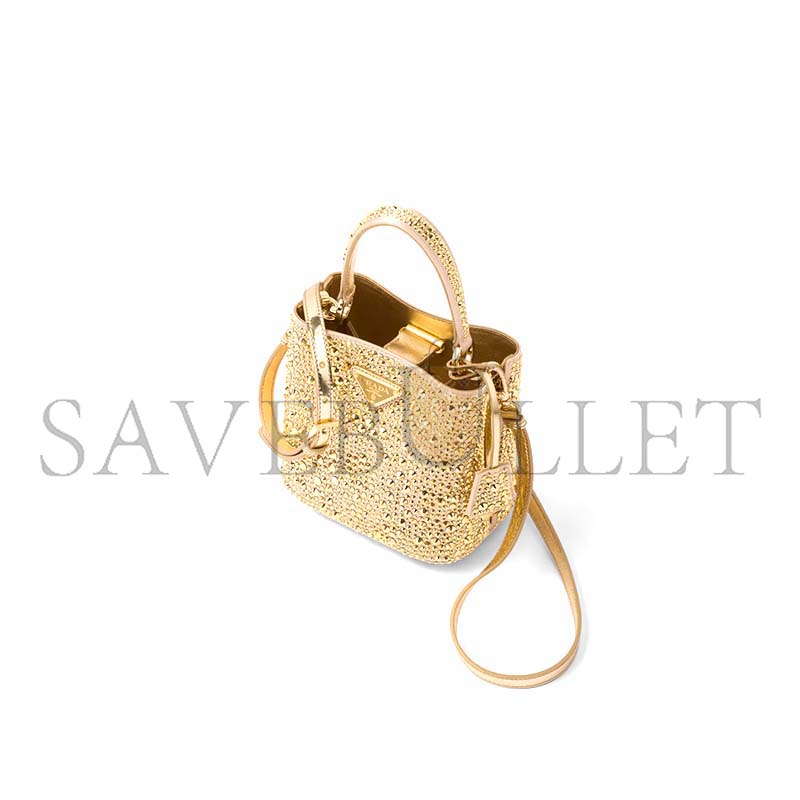 PRADA PANIER SATIN BAG WITH CRYSTALS 1BA373 (16*15*9.5cm)